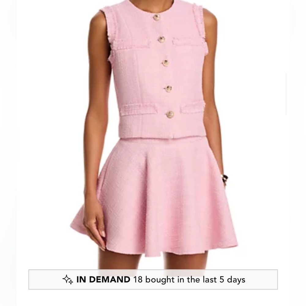 Aqua Light Pink Tweed Sleeveless Vest